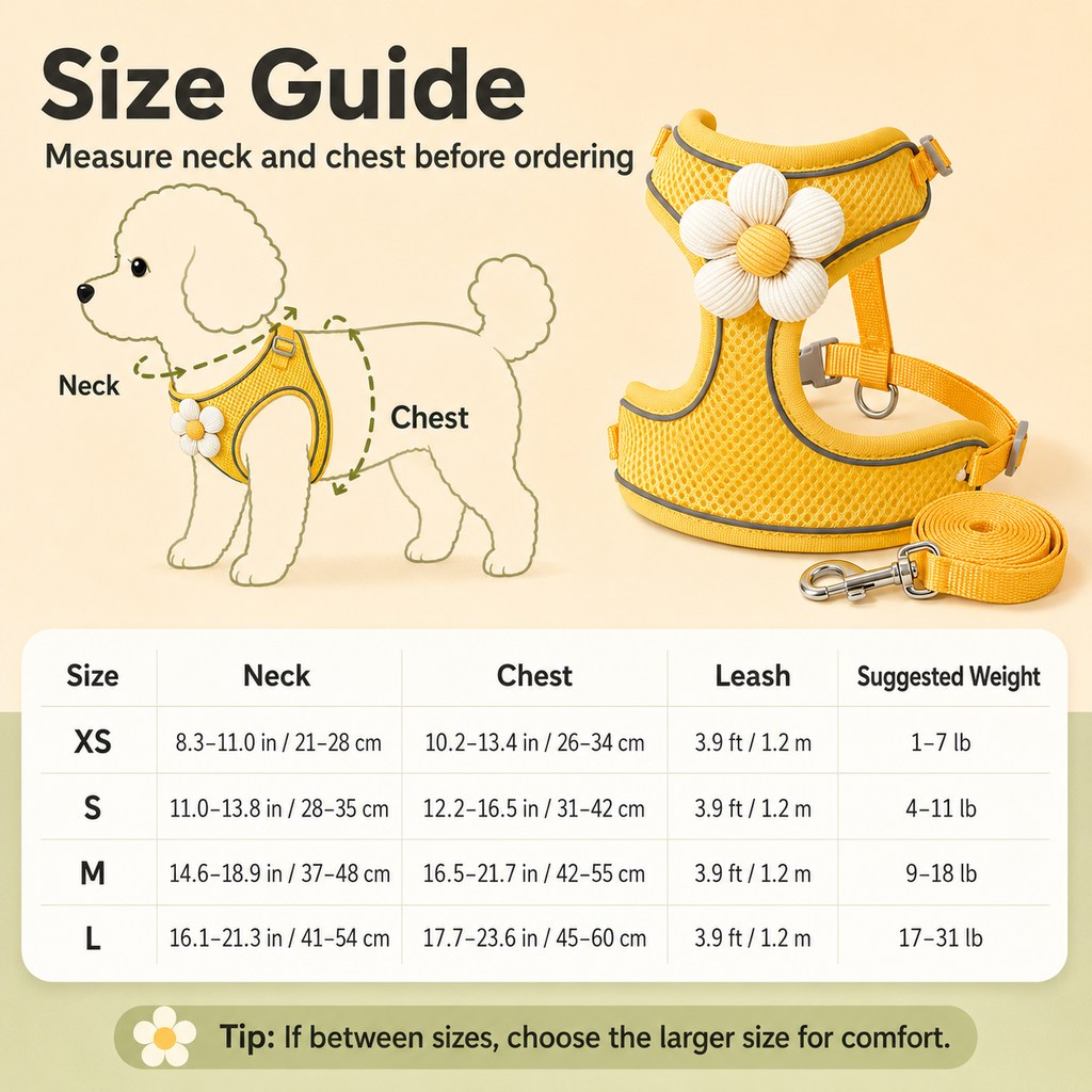 Daisy Pet Harness & Leash Set for Daily Walks