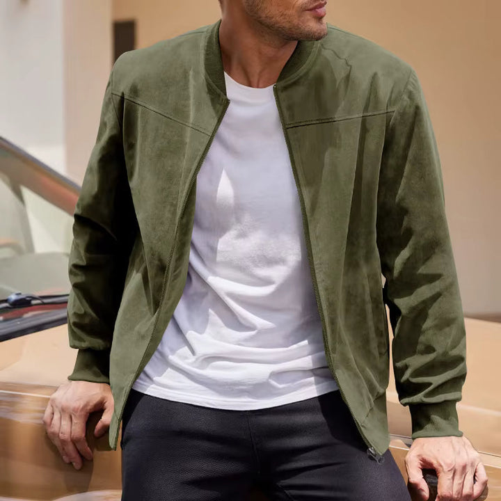 Zip-Through Oversized Jacket for Men in Khaki, image 5