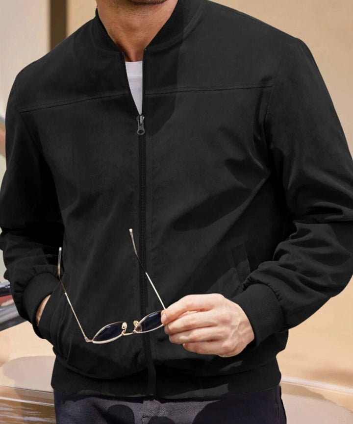 Zip-Through Oversized Jacket for Men in Khaki in Black