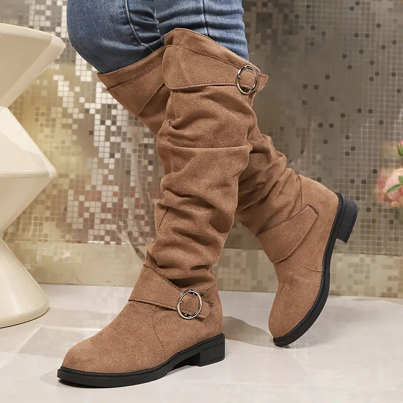 Women's Knee-High Boots with Decorative Ring