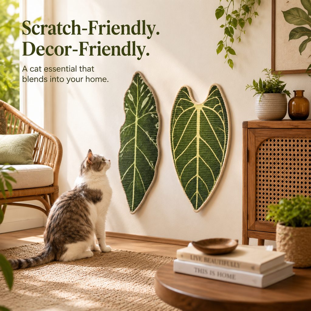 Botanical Stick-On Sisal Cat Scratcher Mat for Walls, Doors & Floors