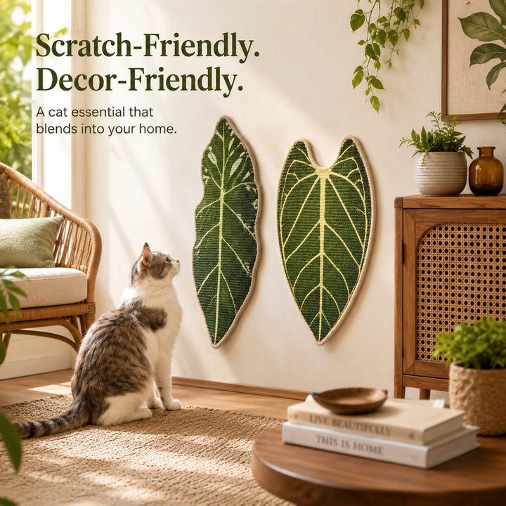 Botanical Stick-On Sisal Cat Scratcher Mat for Walls, Doors & Floors