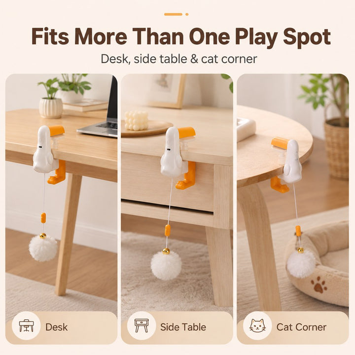 Desk Clamp Automatic Cat Teaser Toy | Keep Indoor Cats Busy While You Work