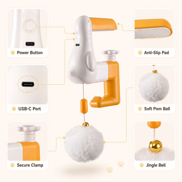 Desk Clamp Automatic Cat Teaser Toy | Keep Indoor Cats Busy While You Work