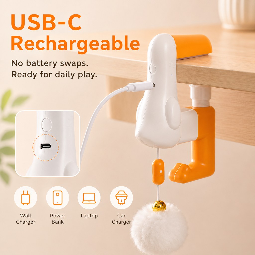 Desk Clamp Automatic Cat Teaser Toy | Keep Indoor Cats Busy While You Work