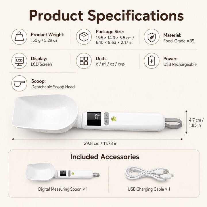 Digital Pet Food Measuring Spoon | Precision Portion Control for Cats & Dogs