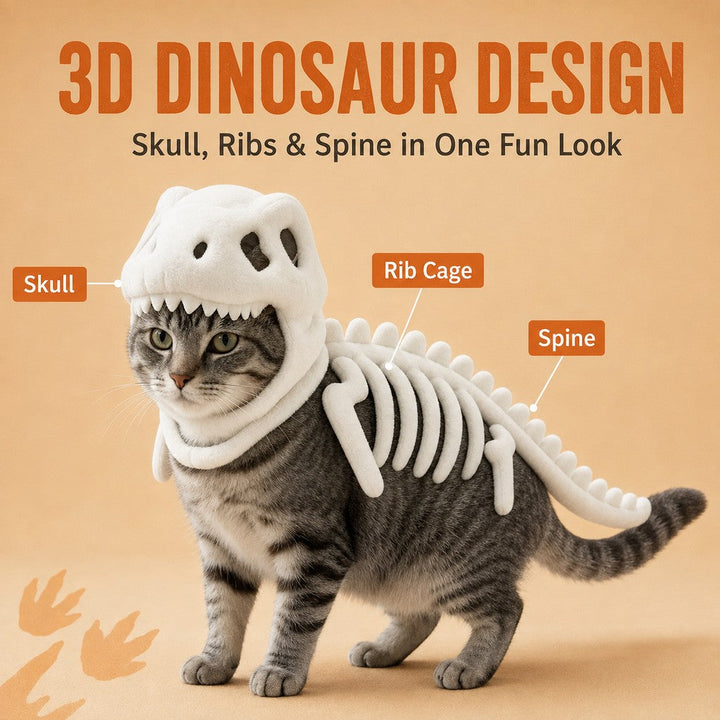 Plush Dinosaur Skeleton Pet Costume for Cats & Dogs
