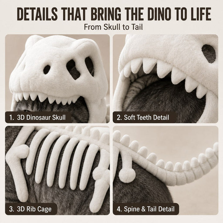 Plush Dinosaur Skeleton Pet Costume for Cats & Dogs