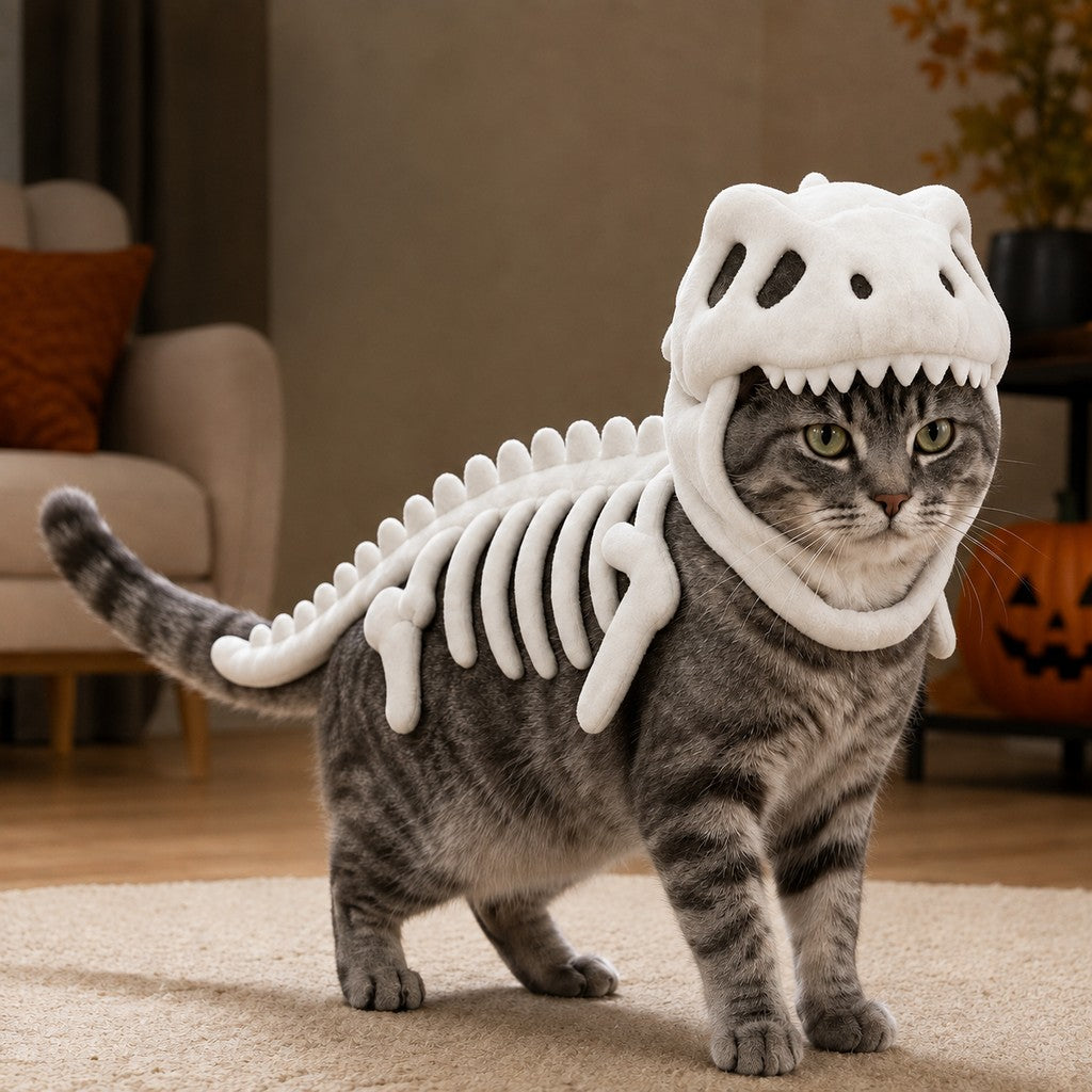 Plush Dinosaur Skeleton Pet Costume for Cats & Dogs