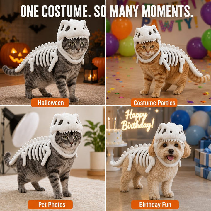Plush Dinosaur Skeleton Pet Costume for Cats & Dogs