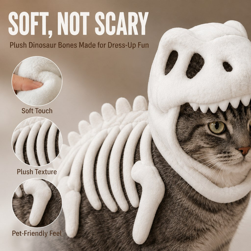 Plush Dinosaur Skeleton Pet Costume for Cats & Dogs