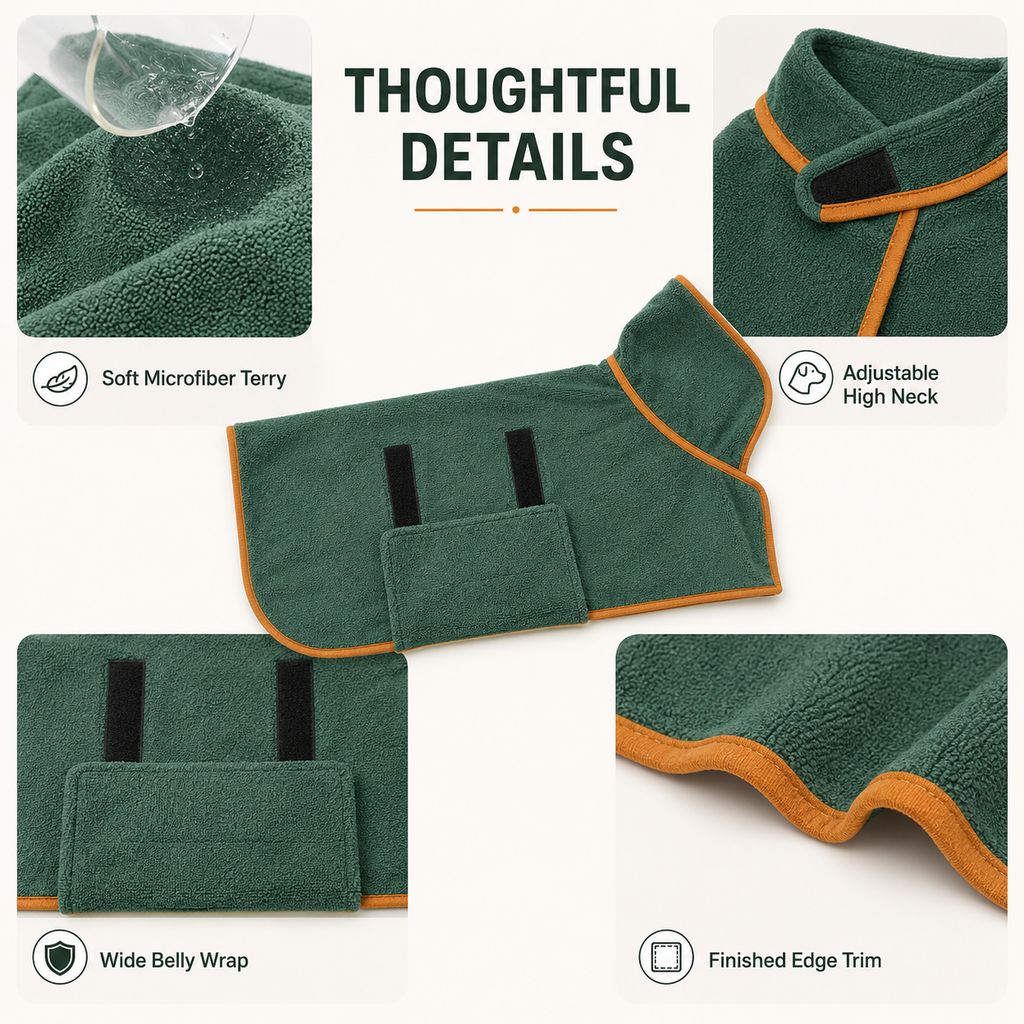 Quick-Dry Microfiber Dog Bathrobe