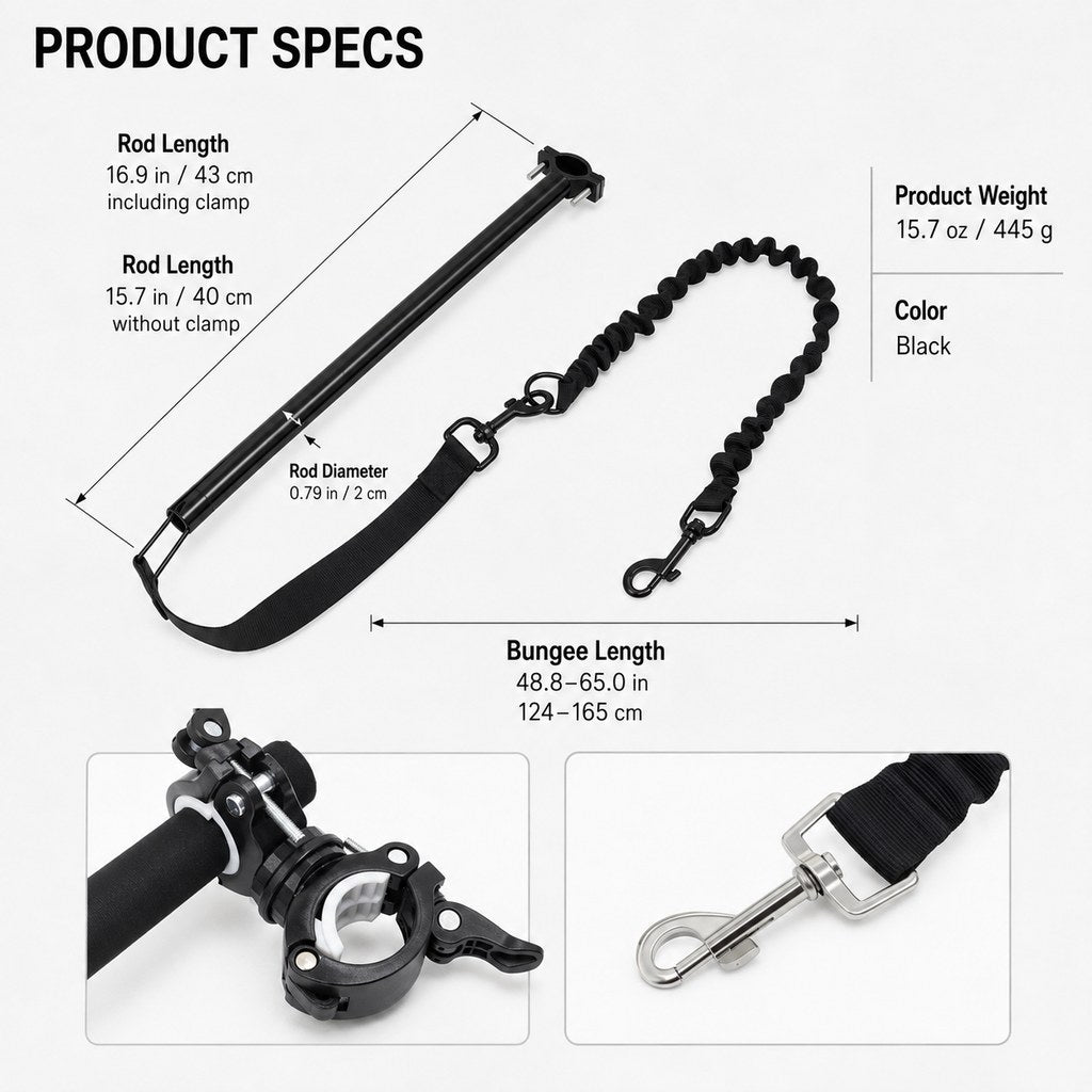 Hands-Free Dog Bike Leash with Shock-Absorbing Bungee