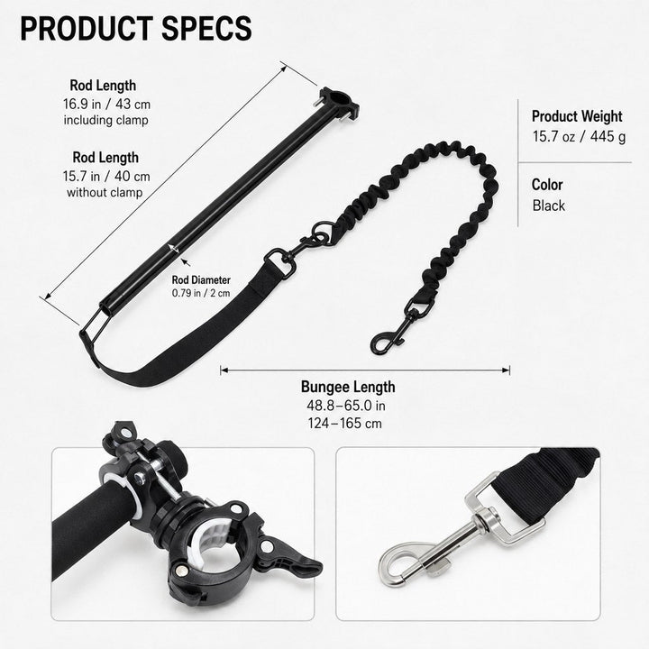 Hands-Free Dog Bike Leash with Shock-Absorbing Bungee