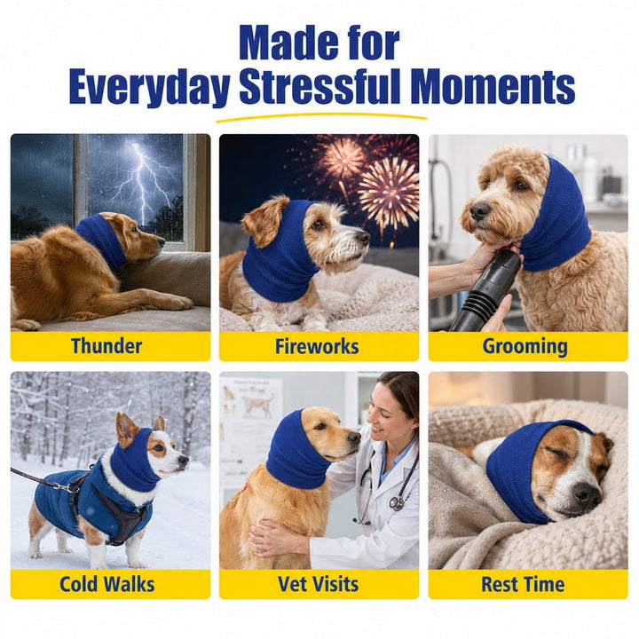 Dog Calming Head Wrap for Thunder, Fireworks & Cold Walks