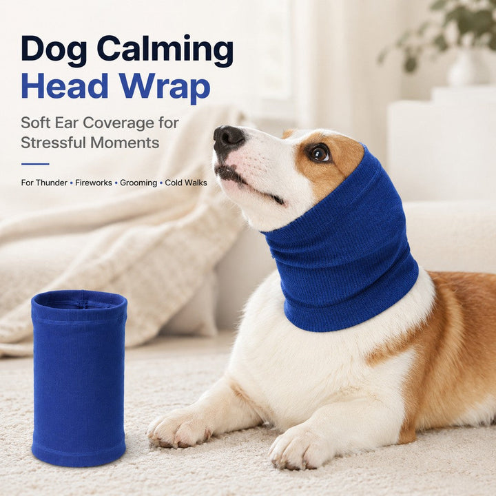 Dog Calming Head Wrap for Thunder, Fireworks & Cold Walks