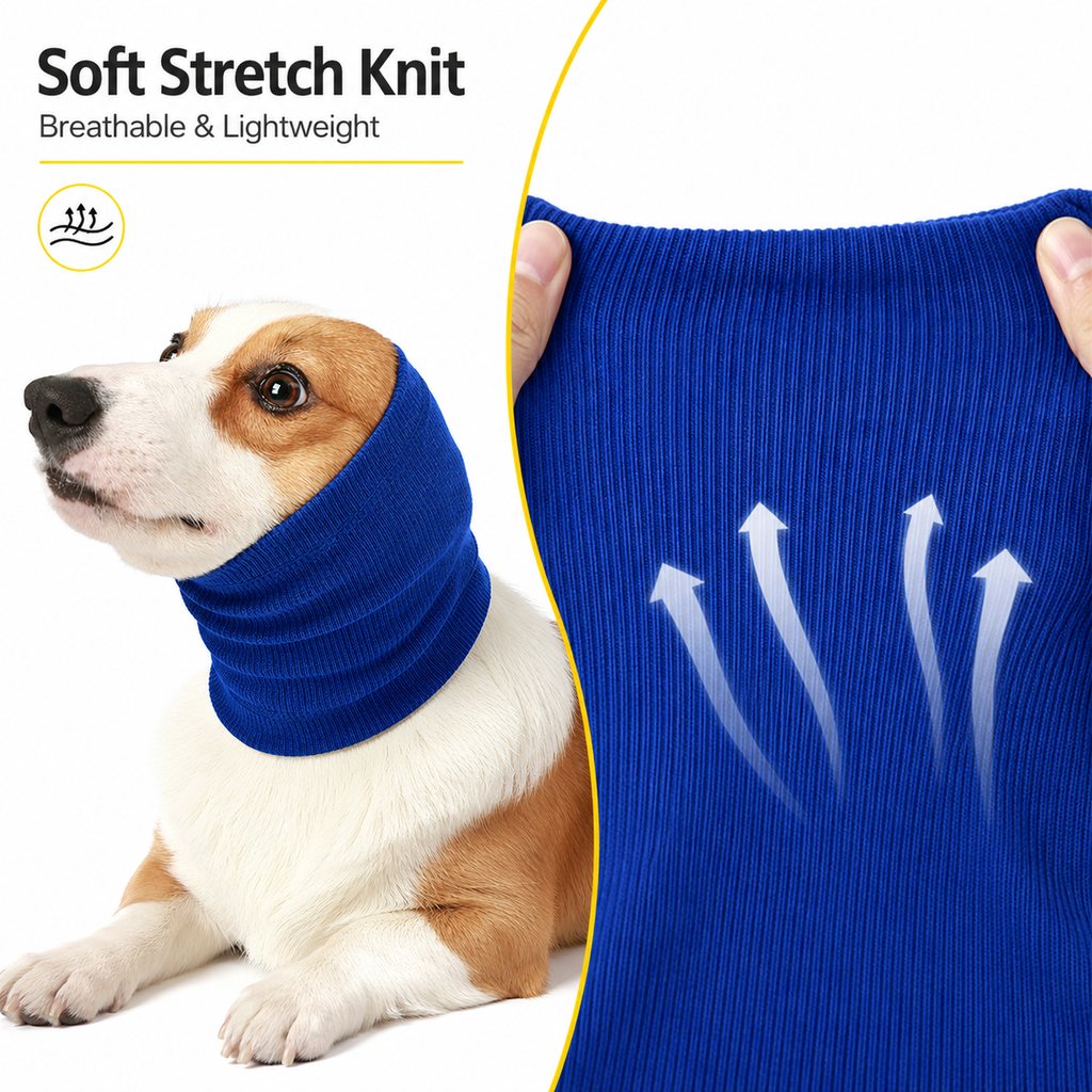 Dog Calming Head Wrap for Thunder, Fireworks & Cold Walks