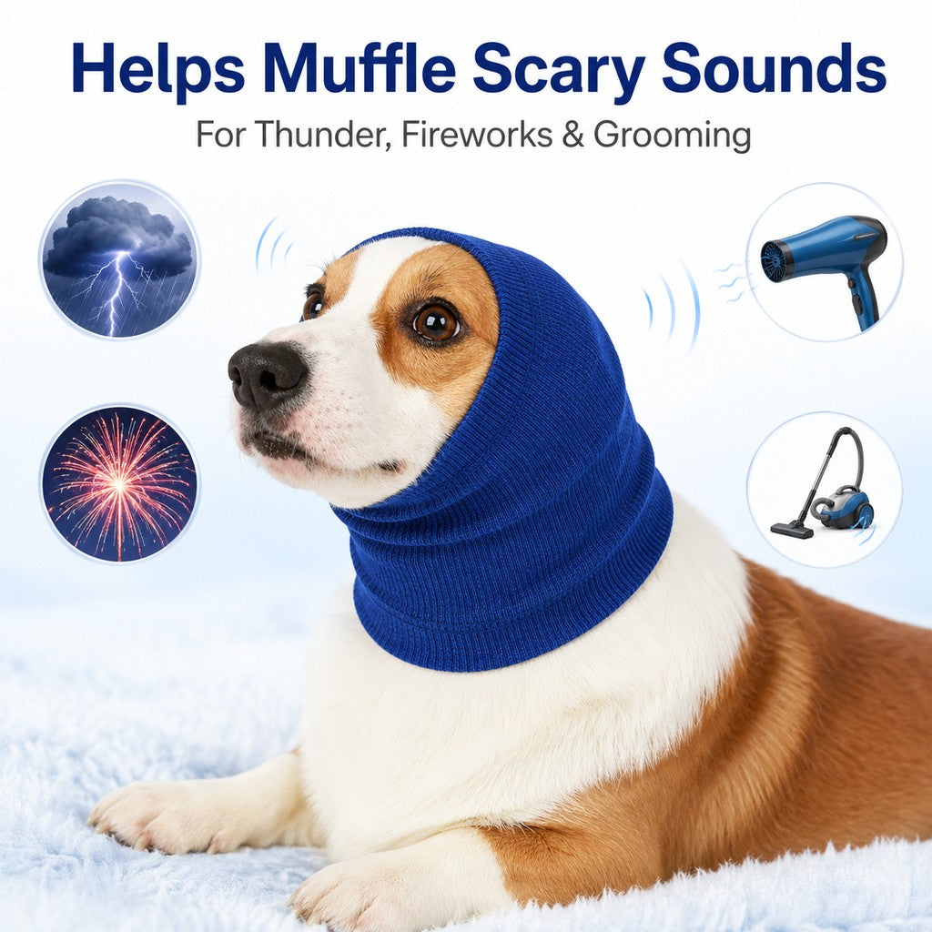 Dog Calming Head Wrap for Thunder, Fireworks & Cold Walks