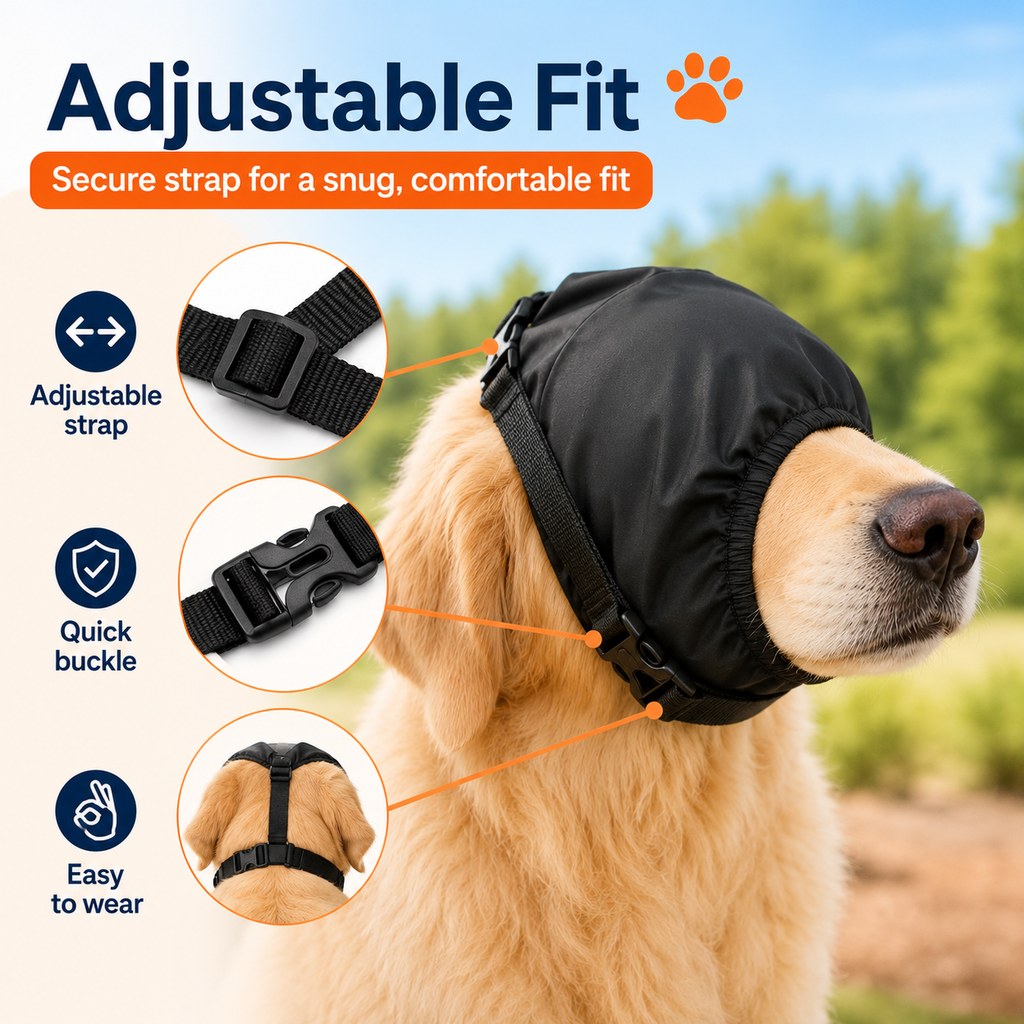 Dog Calming Mask for Car Rides, Grooming & Vet Visits | Adjustable Visual Comfort Hood