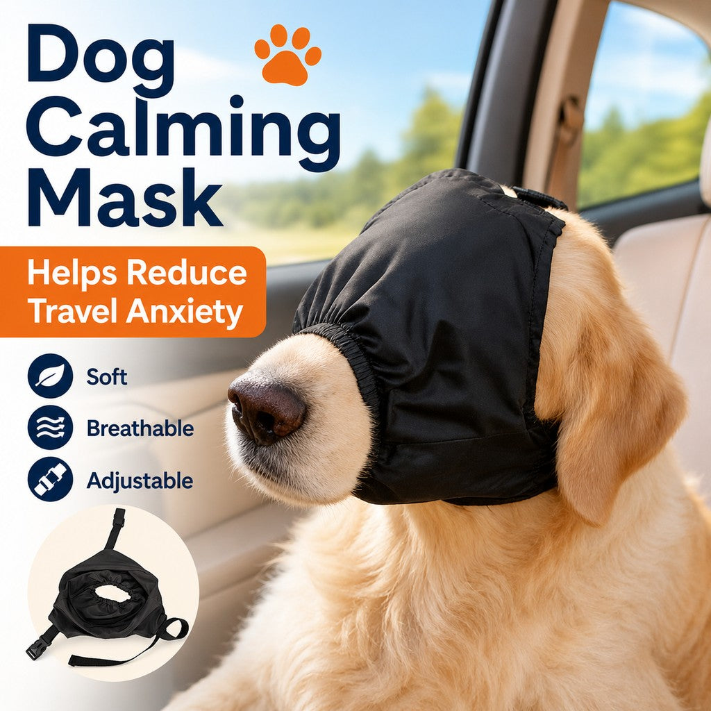 Dog Calming Mask for Car Rides, Grooming & Vet Visits | Adjustable Visual Comfort Hood
