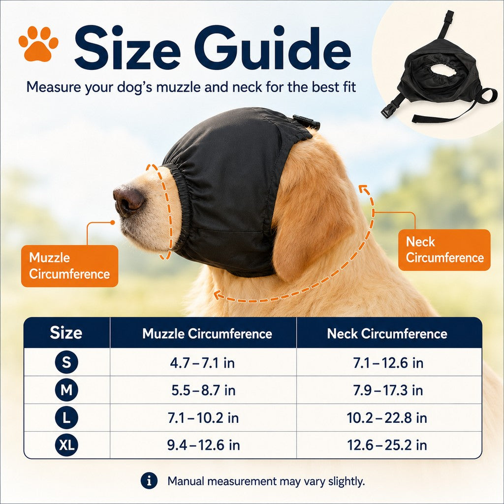 Dog Calming Mask for Car Rides, Grooming & Vet Visits | Adjustable Visual Comfort Hood