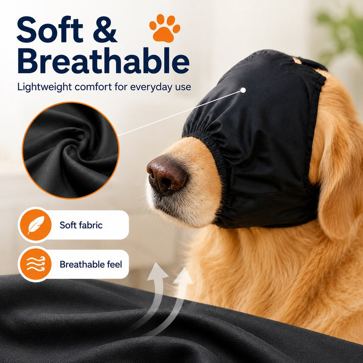 Dog Calming Mask for Car Rides, Grooming & Vet Visits | Adjustable Visual Comfort Hood
