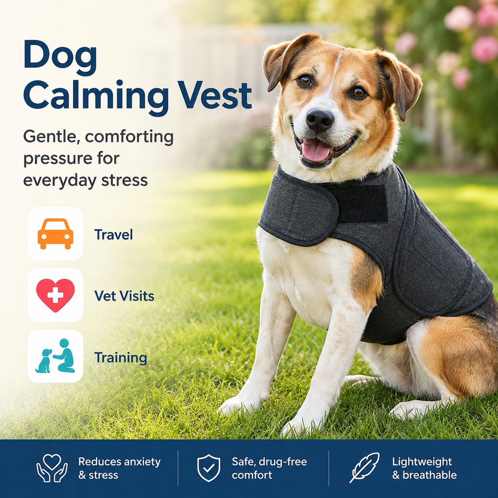 Dog Calming Vest for Travel & Vet Visits | Adjustable Comfort Wrap for Nervous Dogs