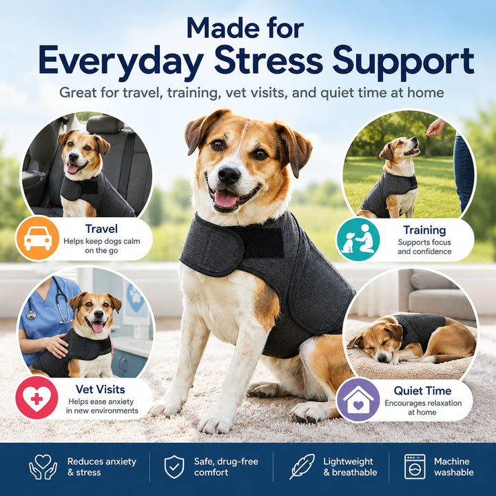 Dog Calming Vest for Travel & Vet Visits | Adjustable Comfort Wrap for Nervous Dogs