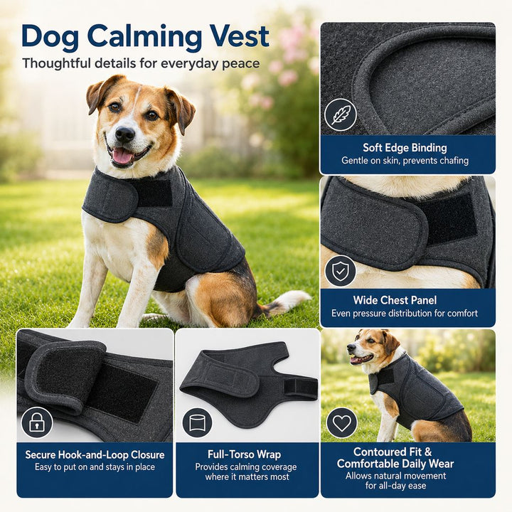 Dog Calming Vest for Travel & Vet Visits | Adjustable Comfort Wrap for Nervous Dogs