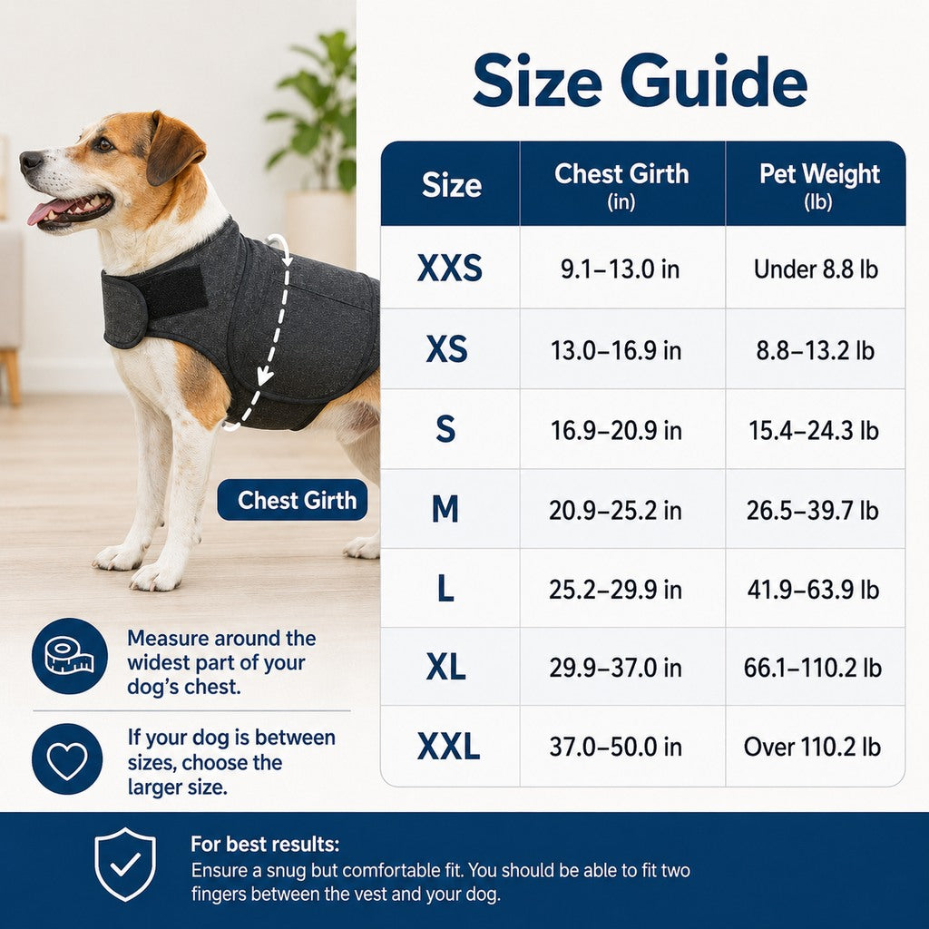 Dog Calming Vest for Travel & Vet Visits | Adjustable Comfort Wrap for Nervous Dogs