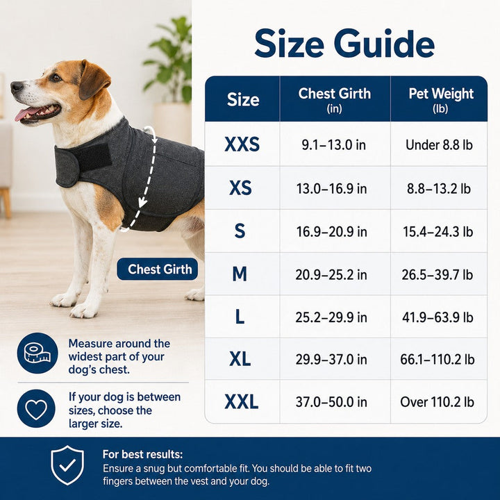 Dog Calming Vest for Travel & Vet Visits | Adjustable Comfort Wrap for Nervous Dogs