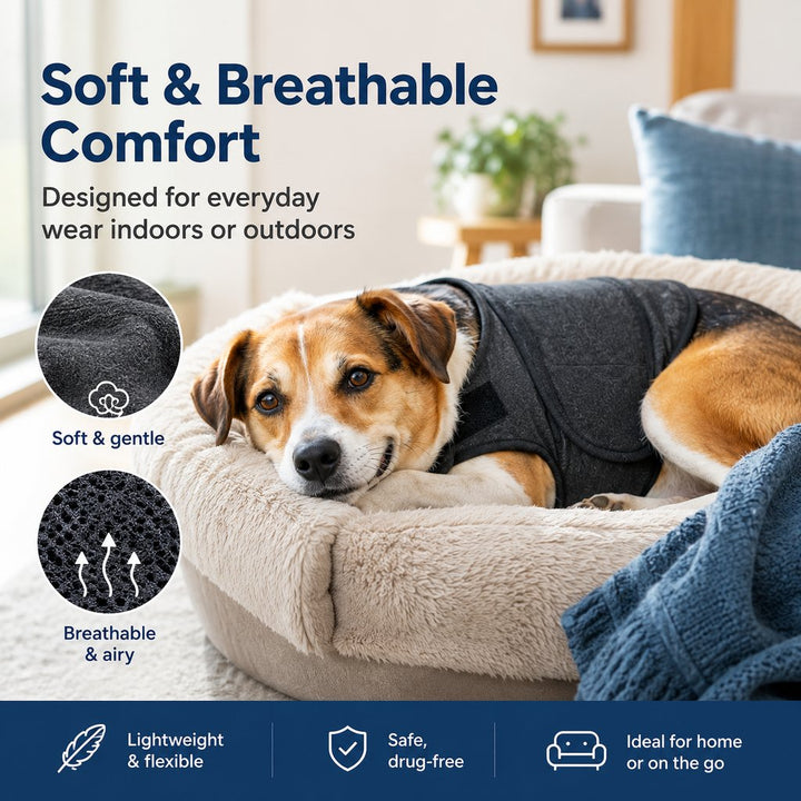 Dog Calming Vest for Travel & Vet Visits | Adjustable Comfort Wrap for Nervous Dogs