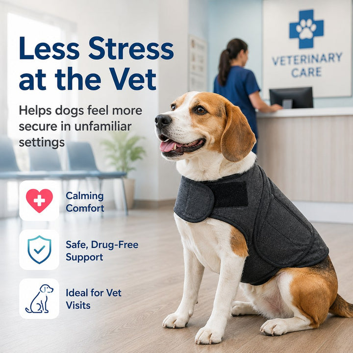Dog Calming Vest for Travel & Vet Visits | Adjustable Comfort Wrap for Nervous Dogs