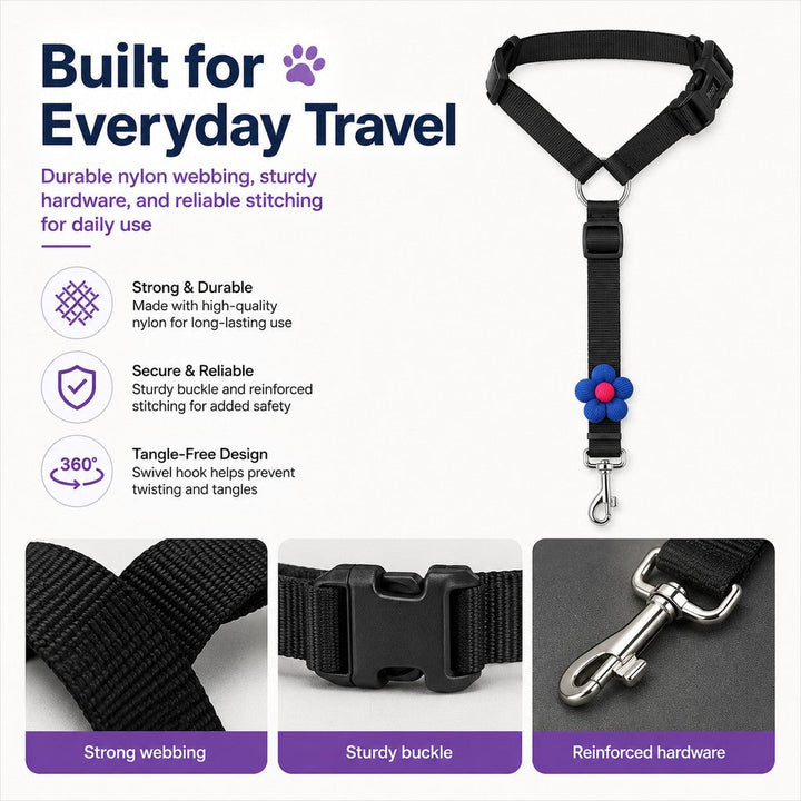 Adjustable Dog Car Seat Belt for Back Seat Travel