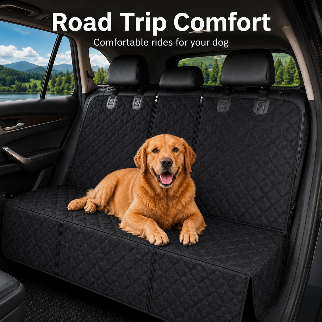 Waterproof Dog Car Back Seat Cover for Road Trips | Protects from Mud, Fur & Scratches