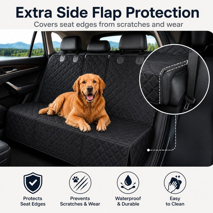 Waterproof Dog Car Back Seat Cover for Road Trips | Protects from Mud, Fur & Scratches