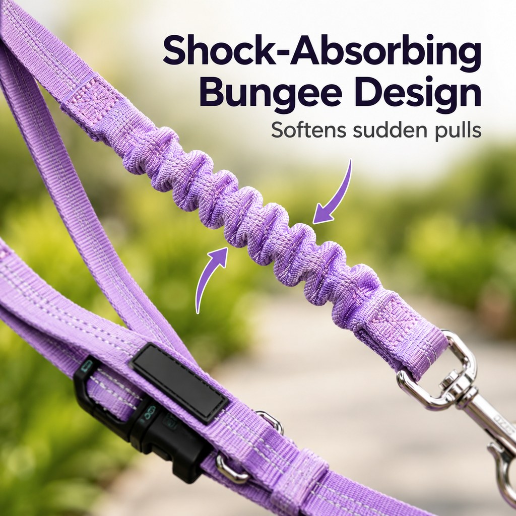 Hands-Free Shock-Absorbing Dog Leash for Running, Walking & Car Travel