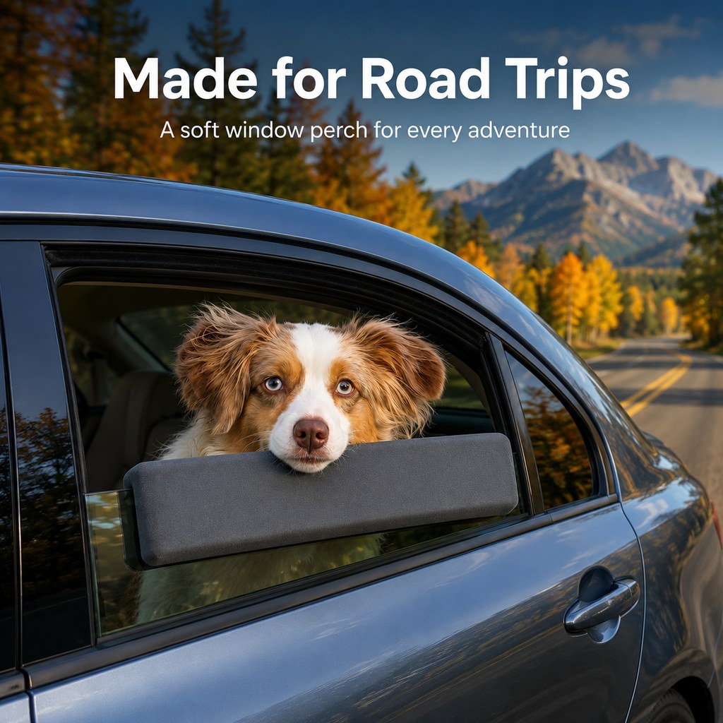 Dog Car Window Chin Rest Cushion | Soft Door-Edge Pillow for Road Trips & Daily Rides