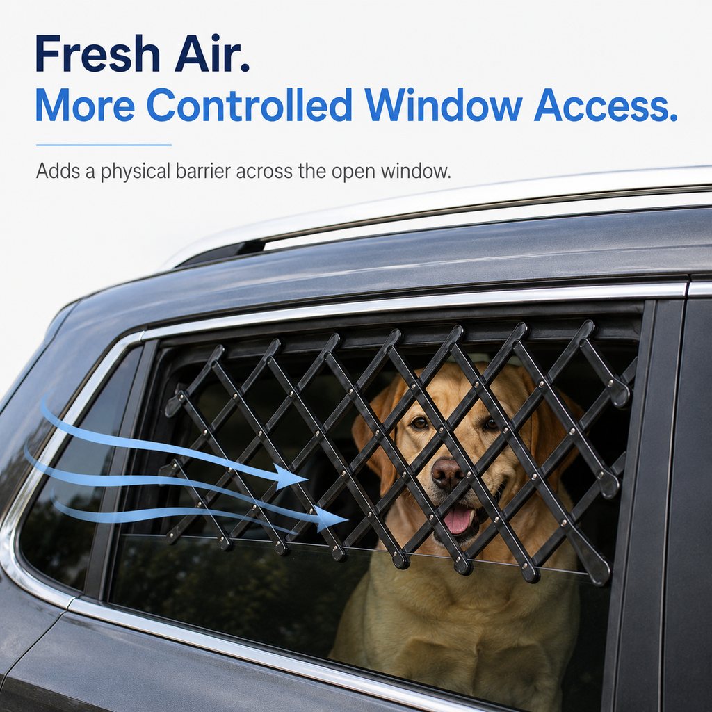 Expandable Dog Car Window Guard for Car Rides | Adjustable Rear Window Barrier for Curious Dogs