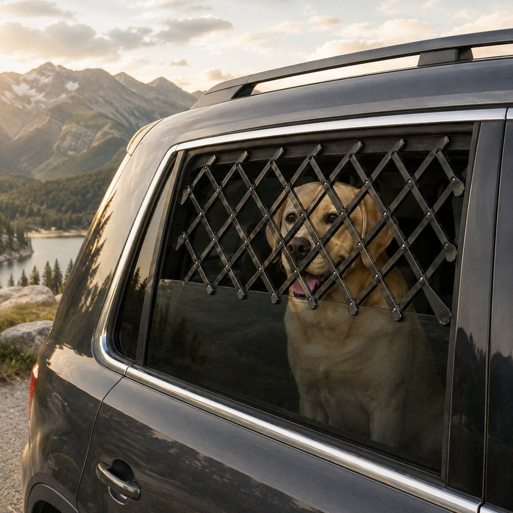 Expandable Dog Car Window Guard for Car Rides | Adjustable Rear Window Barrier for Curious Dogs