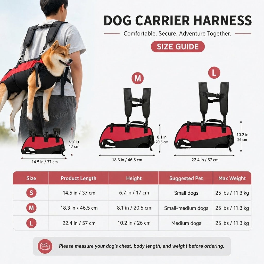 Hands-Free Dog Carrier Harness Backpack for Walks, Hiking & Travel
