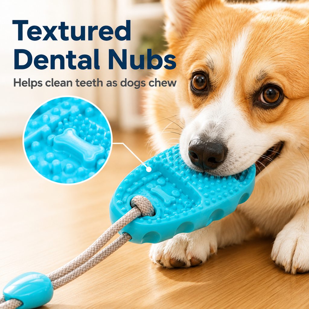 Suction Cup Dog Chew & Tug Toy for Indoor Play | Helps Redirect Shoe Chewing & Burn Boredom