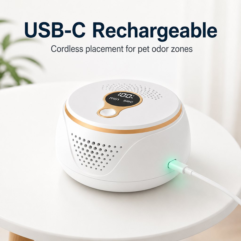Rechargeable Ozone Pet Odor Deodorizer for Litter Box & Empty Crate Areas