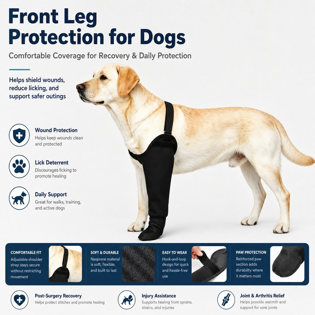 Dog Front Leg Protective Sleeve for Recovery & Walks | Helps Reduce Licking