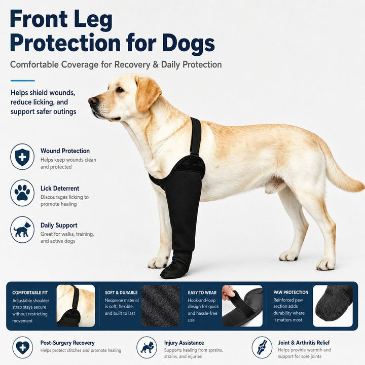 Dog Front Leg Protective Sleeve for Recovery & Walks | Helps Reduce Licking