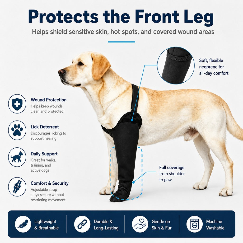 Dog Front Leg Protective Sleeve for Recovery & Walks | Helps Reduce Licking