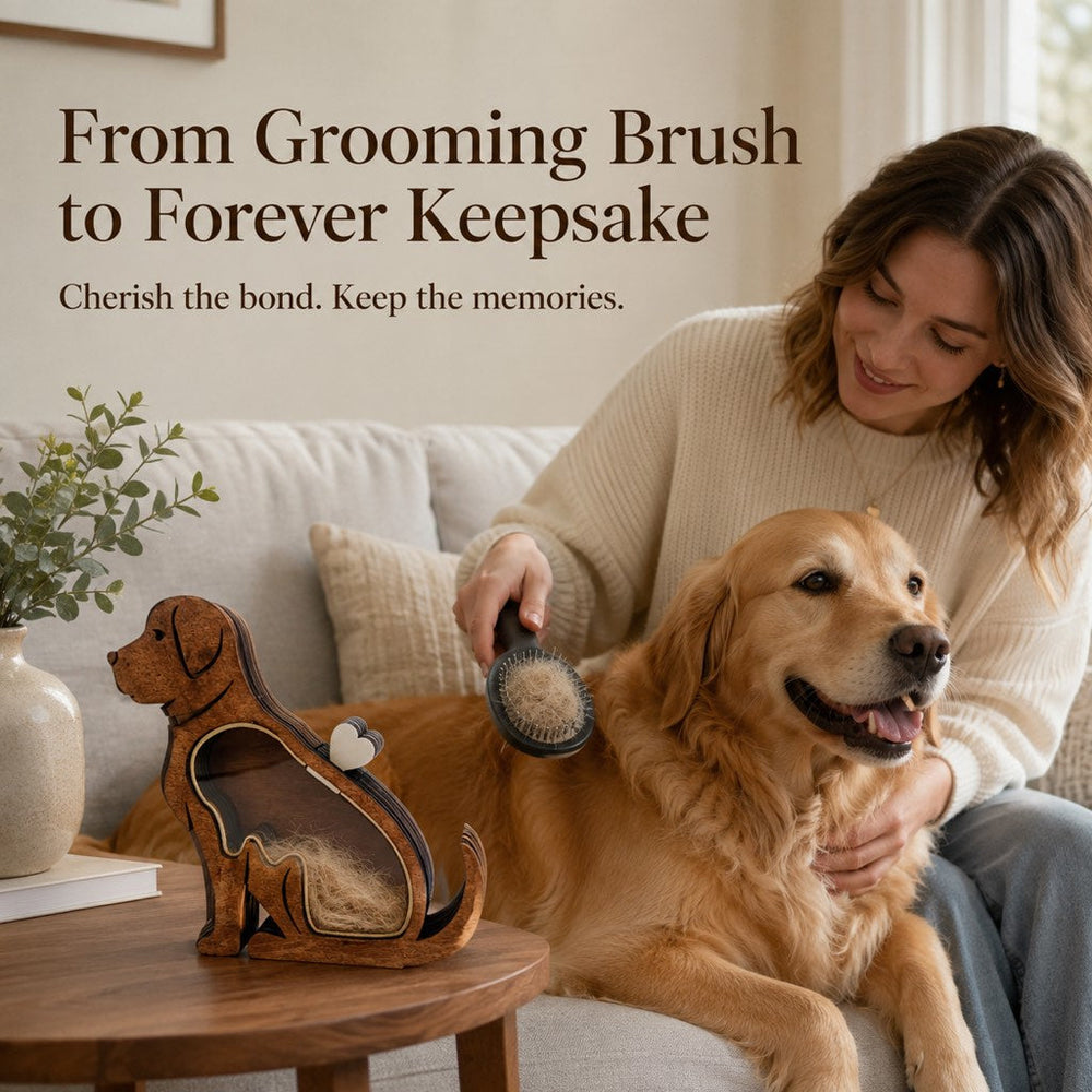 Wooden Pet Fur Keepsake Box for Grooming Memories & Pet Loss