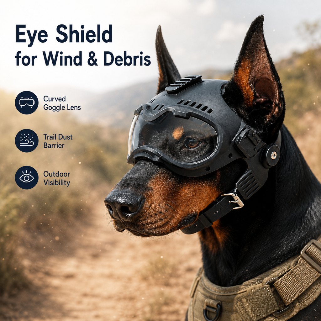 K9 Tactical-Style Dog Helmet with Goggles for Hiking & Outdoor Training