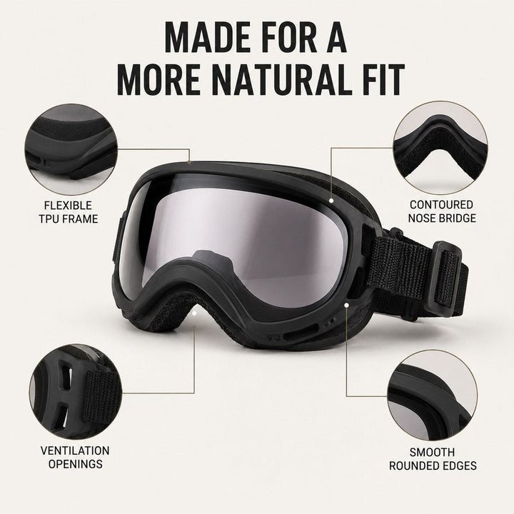 Photochromic Dog Goggles for Hiking & Car Rides | Adjustable Wind, Dust & Debris Coverage