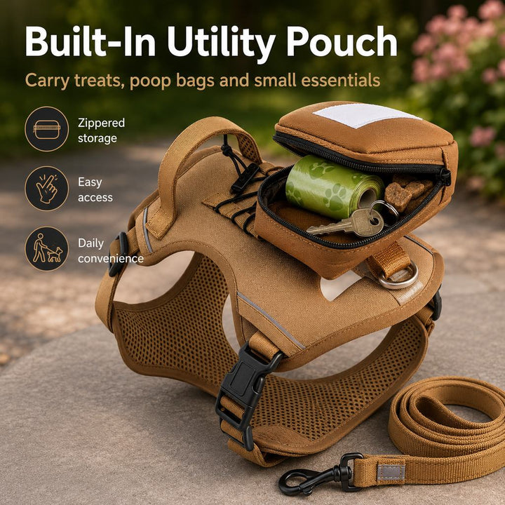 Tactical Dog Harness with Storage Pouch for Daily Walks, Training & Hiking